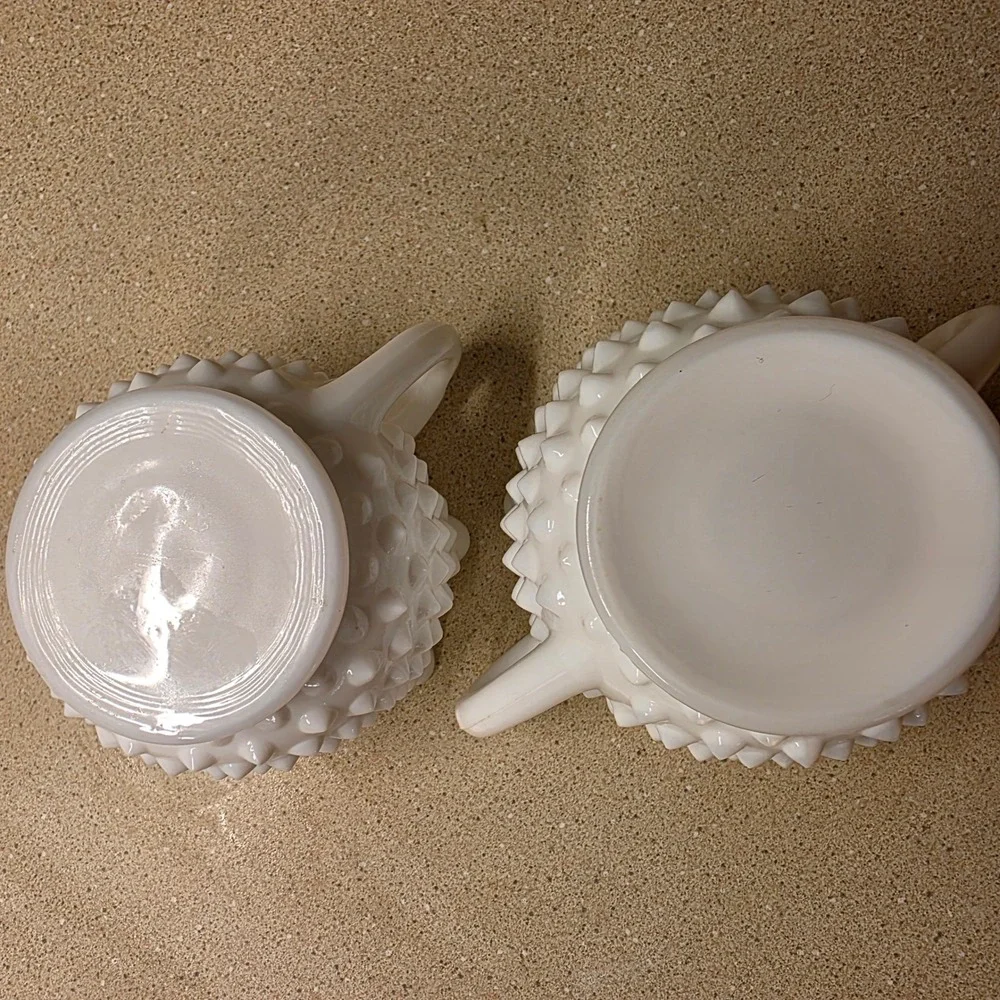 Starter Collection: Vintage Fenton Hobnail Milk Glass Bowl, Creamer, Sugar, Vase